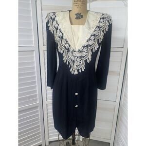 Vintage 80s Jeffery & Dara by Linda Hutley Dress Women's Black Pencil Sz 9/10